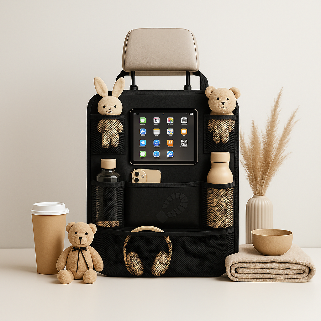 Auto Rücksitz Organizer – Viel Stauraum, Tablet-Fach & Schutz für Vordersitze